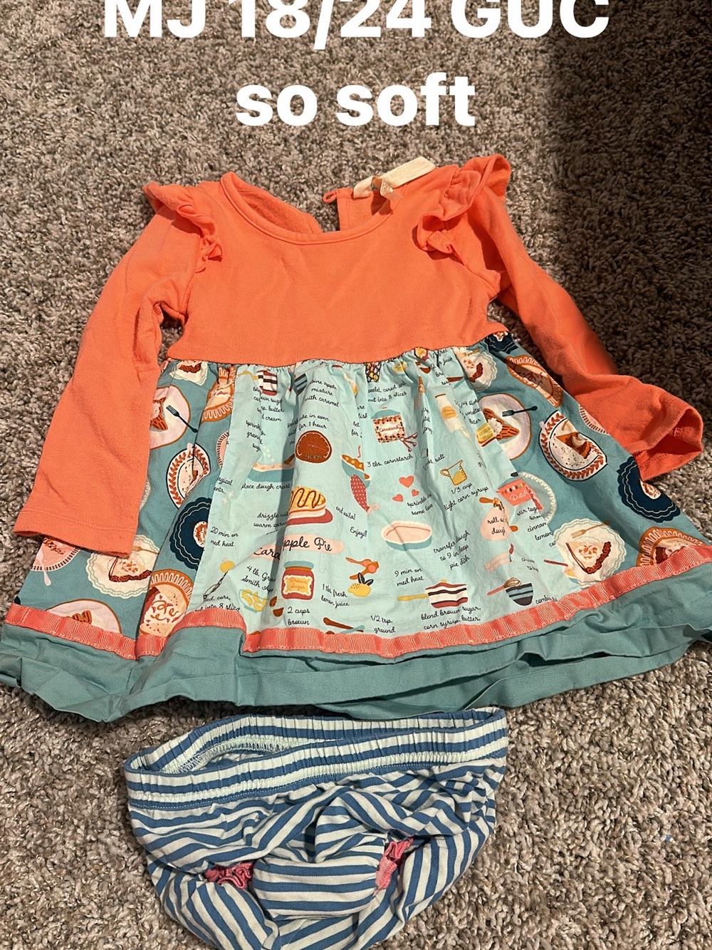 Matilda Jane Coral Top with Aqua & Teal Printed Skirt